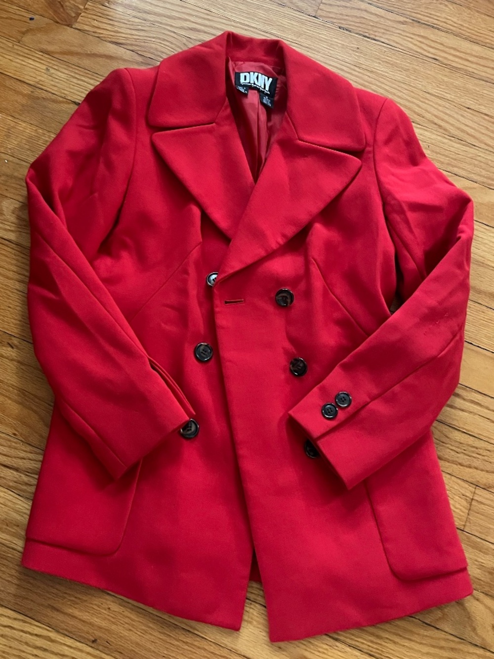 VTG DKNY/ Donna Karan red 100% wool double breasted jacket